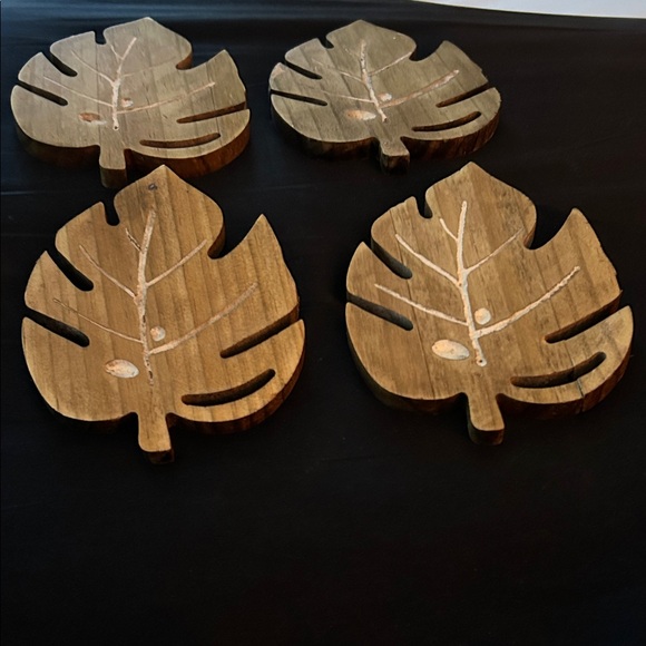Handmade Other - Wooden Leaf Coasters Set Koa wood. Hand carved in Hawaii